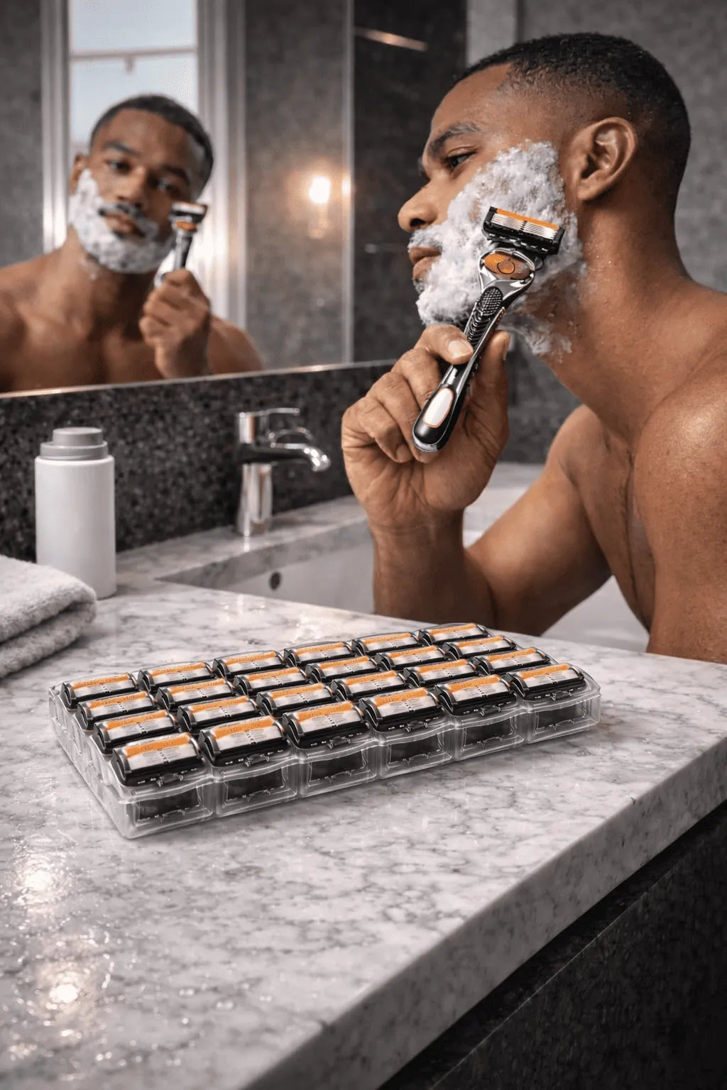 ⚡Conjunto de 24/48 cuchillas de afeitar de repuesto para hombres + rasuradora sin mango